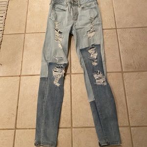 American Eagle patchwork skinny jeans
